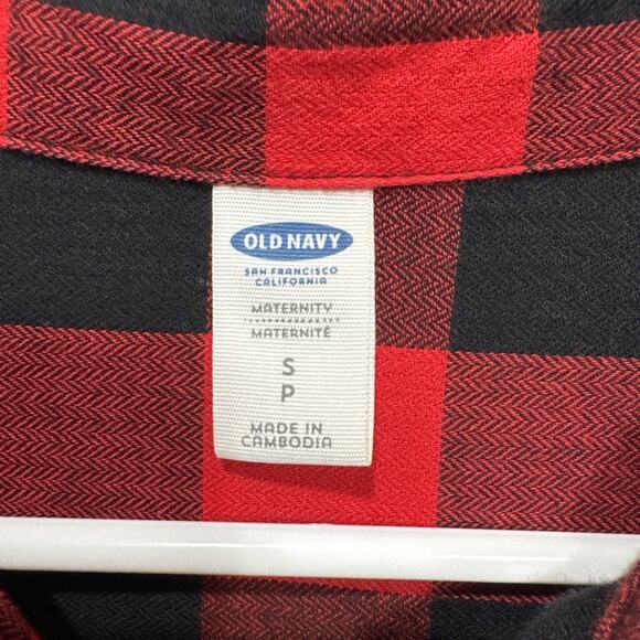 Old Navy Maternity Top Womens S/P Buffalo Plaid Flannel Henley Relax Fit Shirt - Picture 2 of 10